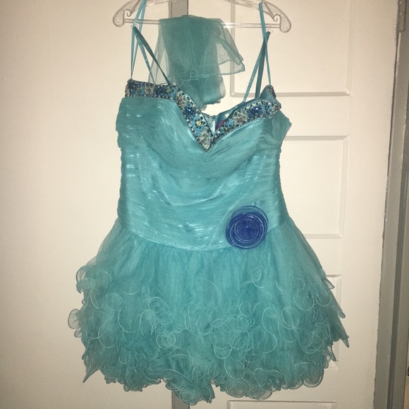 Dresses & Skirts - Blue Ruffle Prom Dress